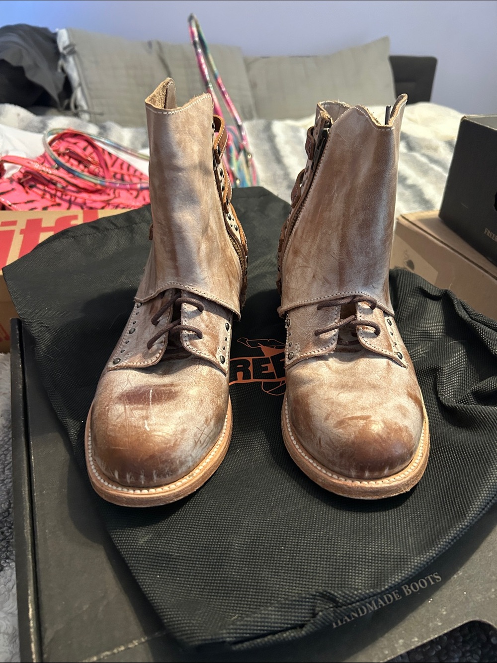 freebird Distressed Brown Leather Chukka Lace-Up Boots